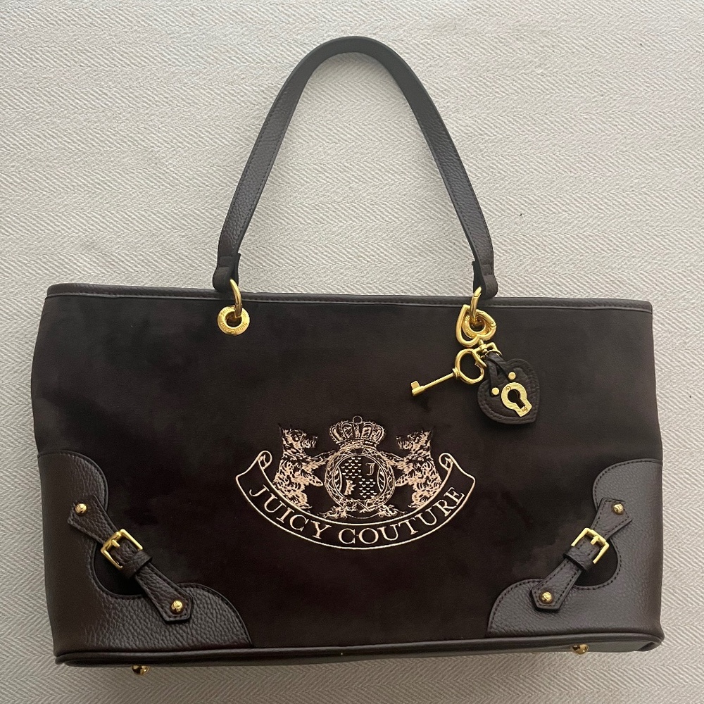Juicy Couture Tote twig Scottie dog brown gold  keychain juicy uk 2000s